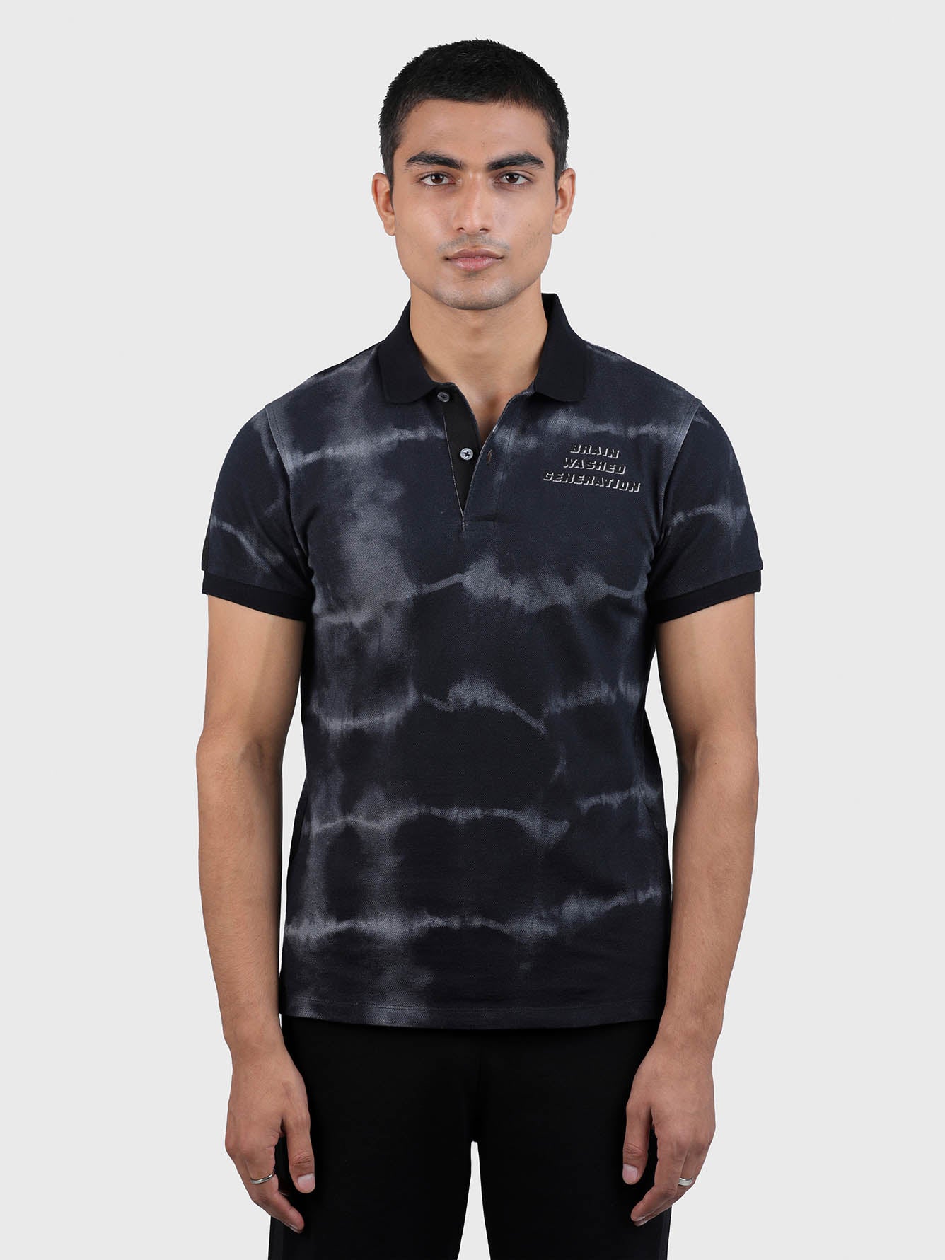 Men Embroidered Tie Dye Polo