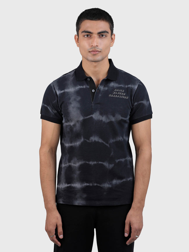 Men Embroidered Tie Dye Polo