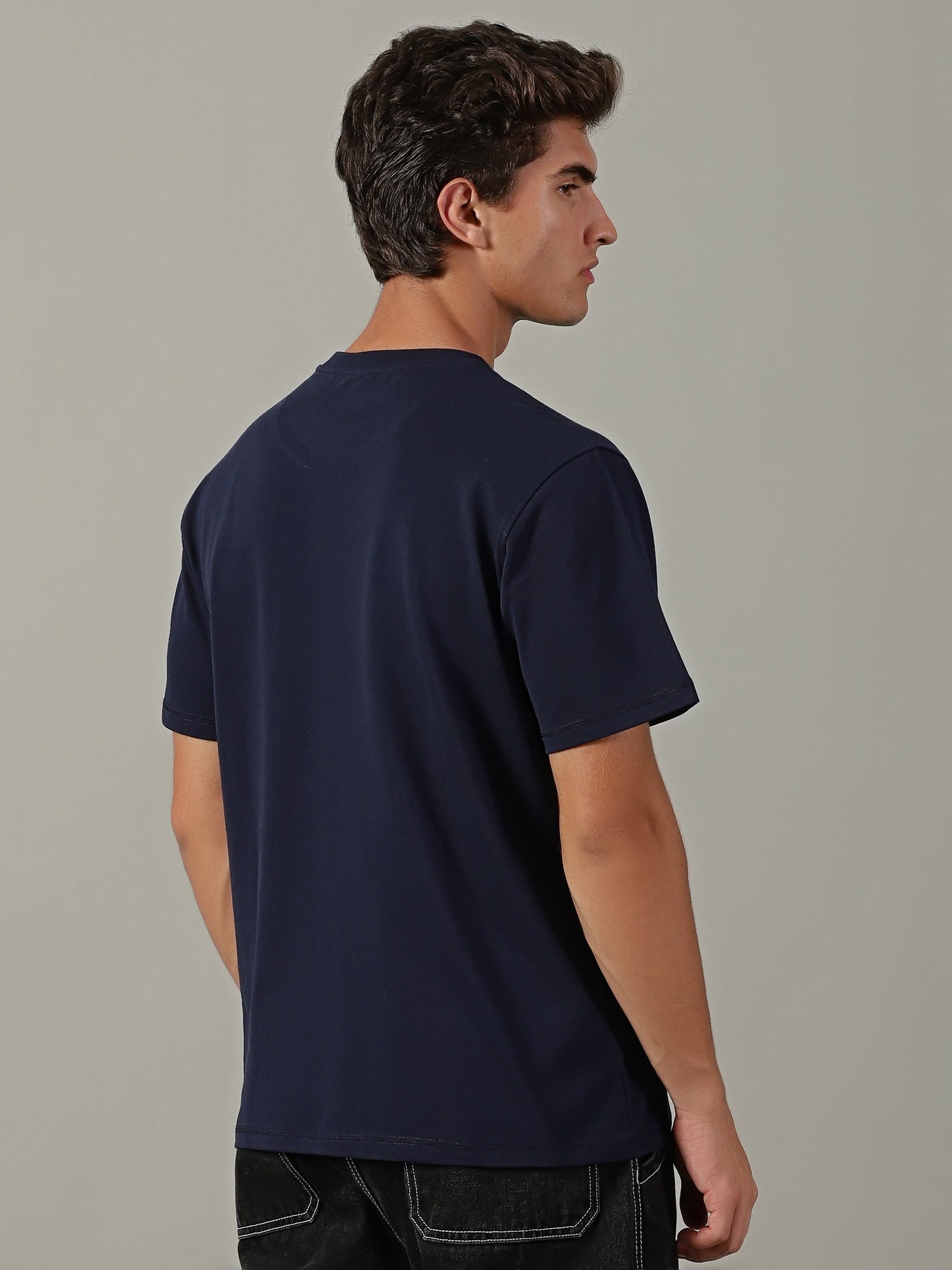 Men Navy Basic T-Shirt
