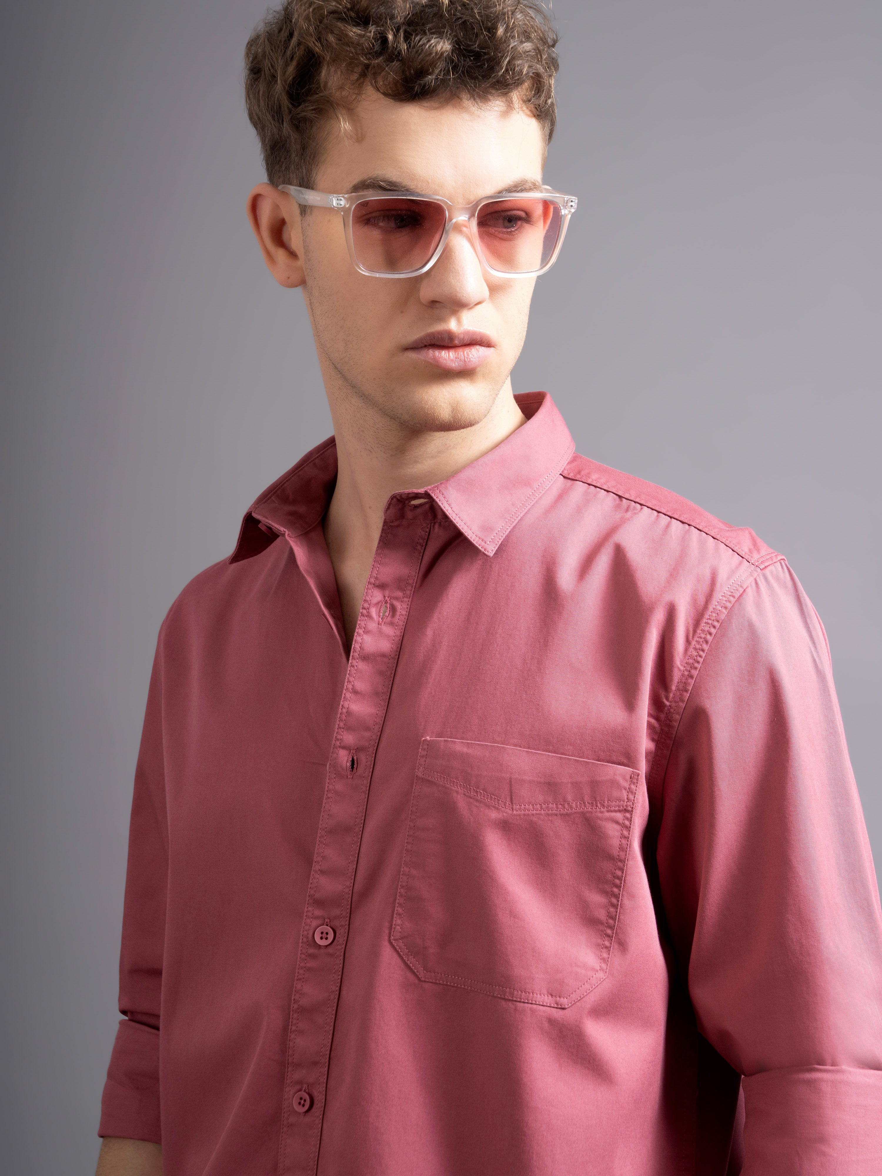 Men Mauve Twill Shirt