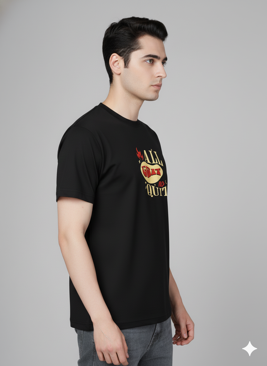 Men Cotton Black Printed Tshirt