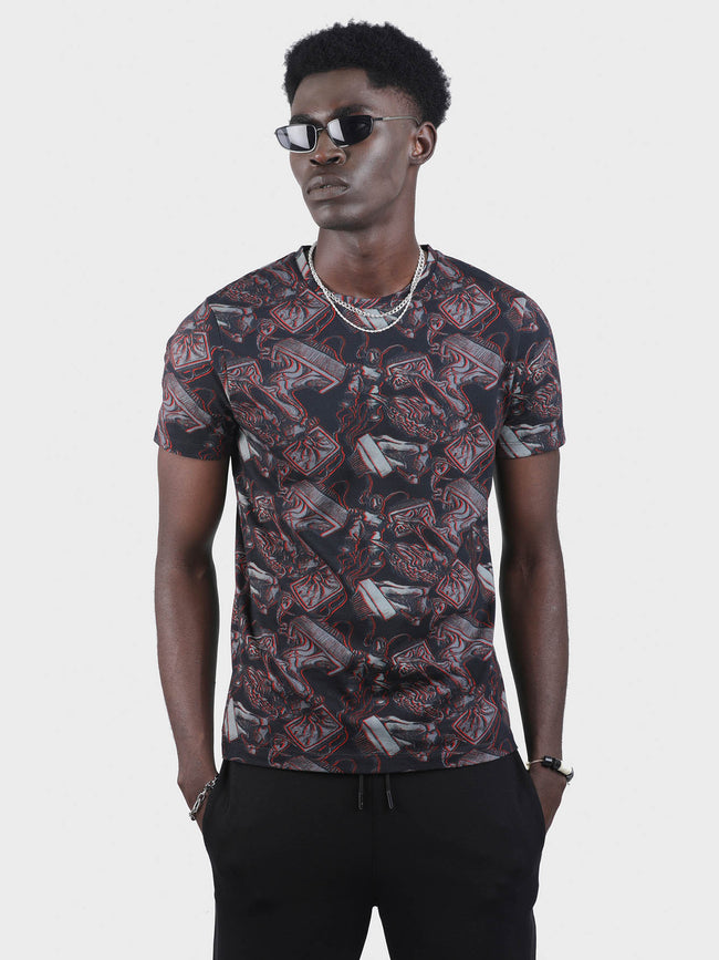 Men  Embroidered Printed Tee