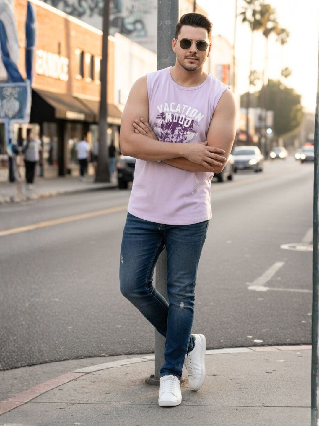 Men Purple Printed T-shirt