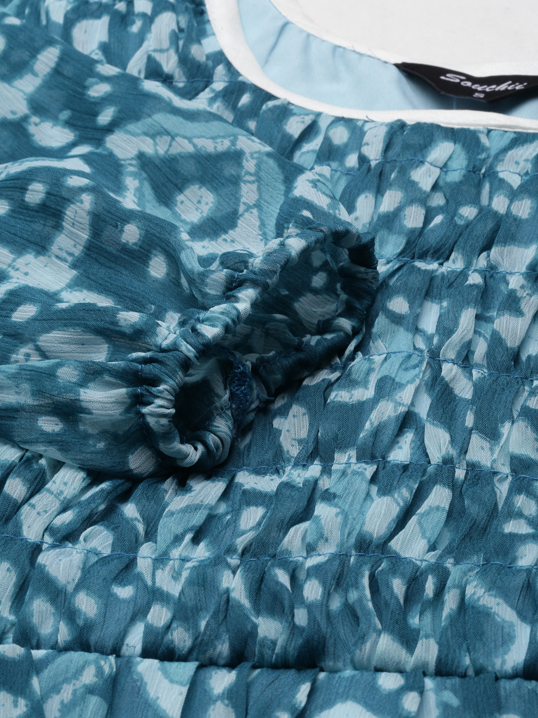 Women Blue Floral Chiffon Dress