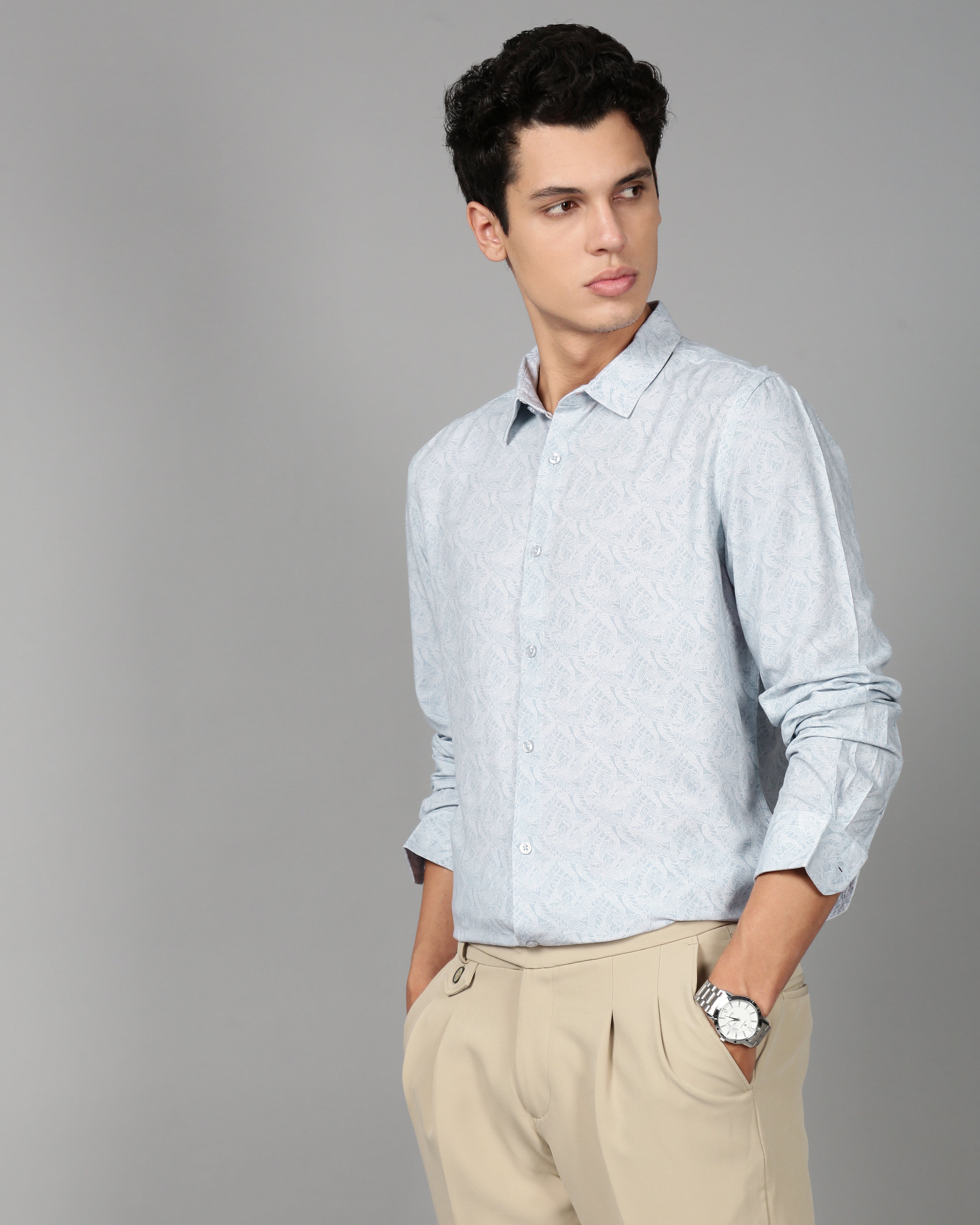 Men Blue Printed Shirt