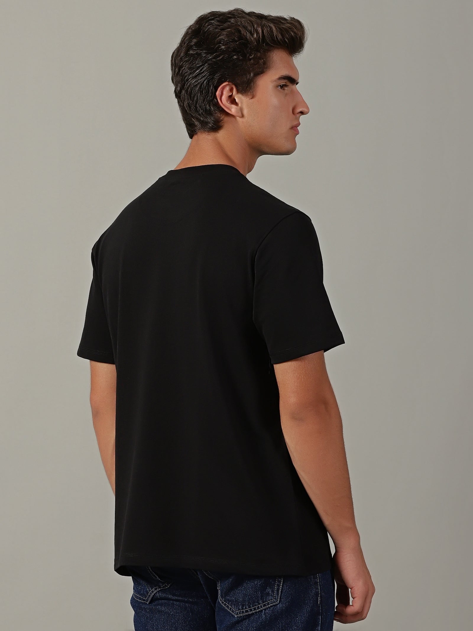 Men Black Basic T-Shirt