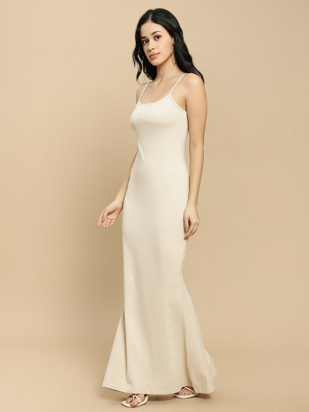 Women Beige Sleeveless Dress