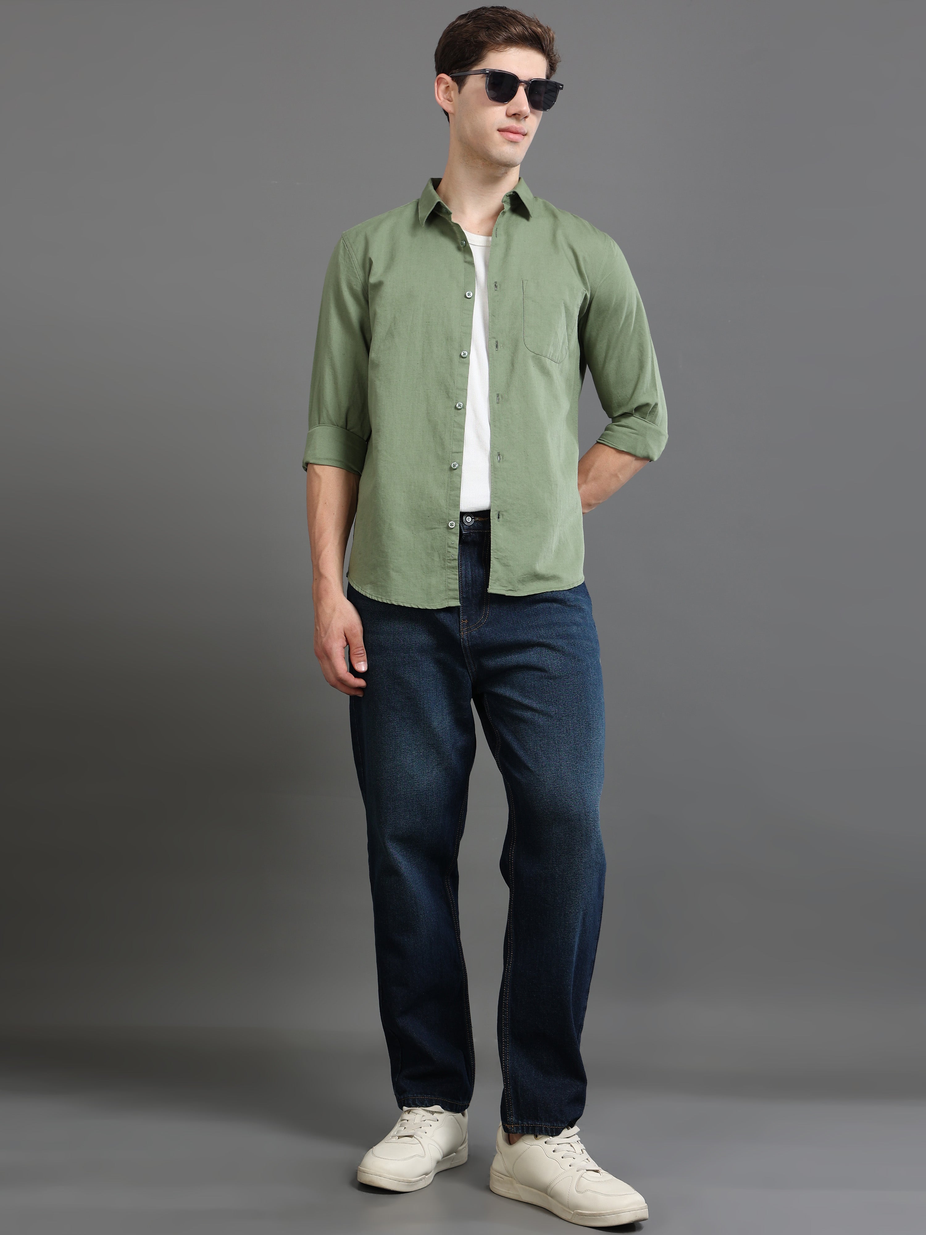 Men Green Slim Fit Shirt