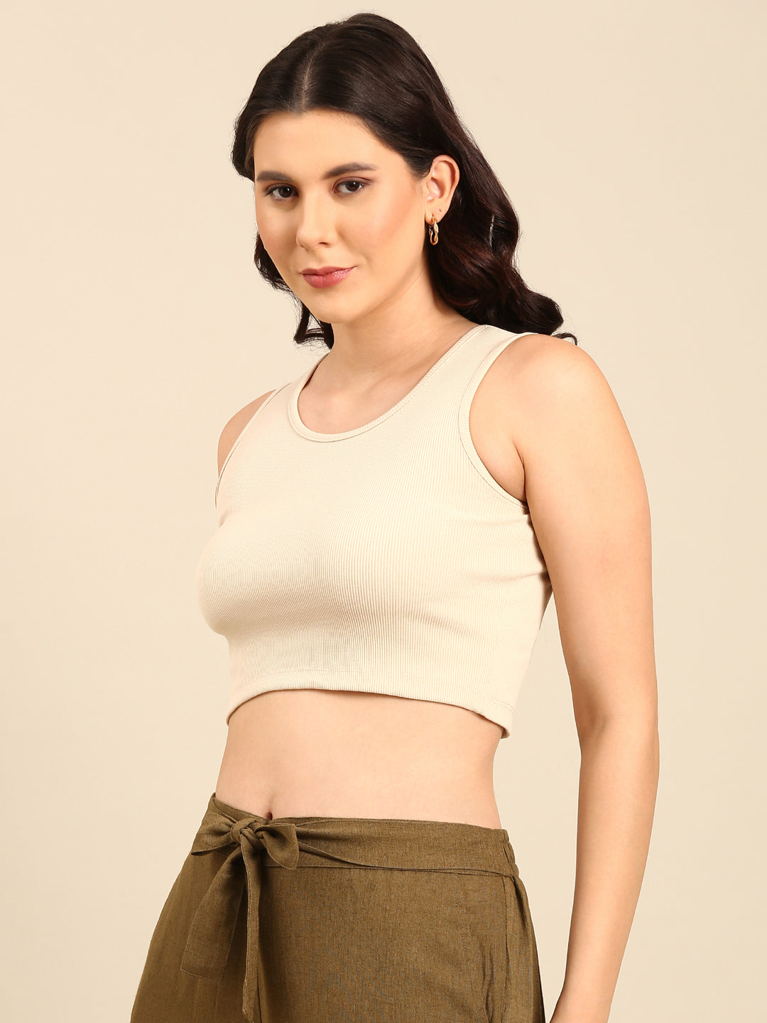 Women Cream Casual Top