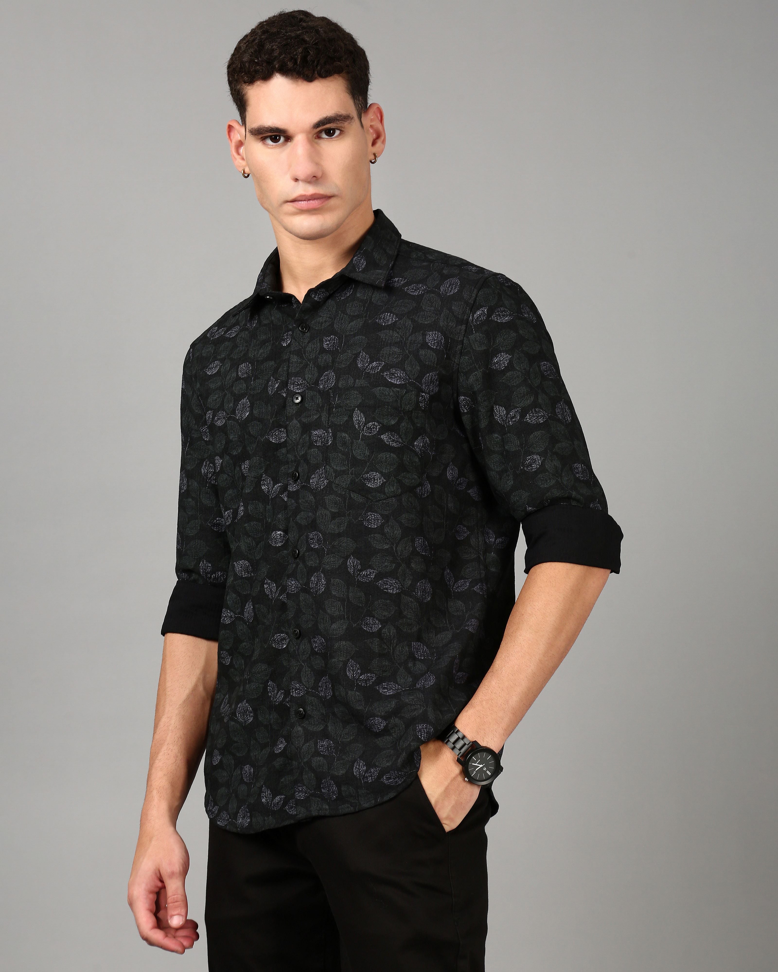 Men Black Slim Fit Shirt