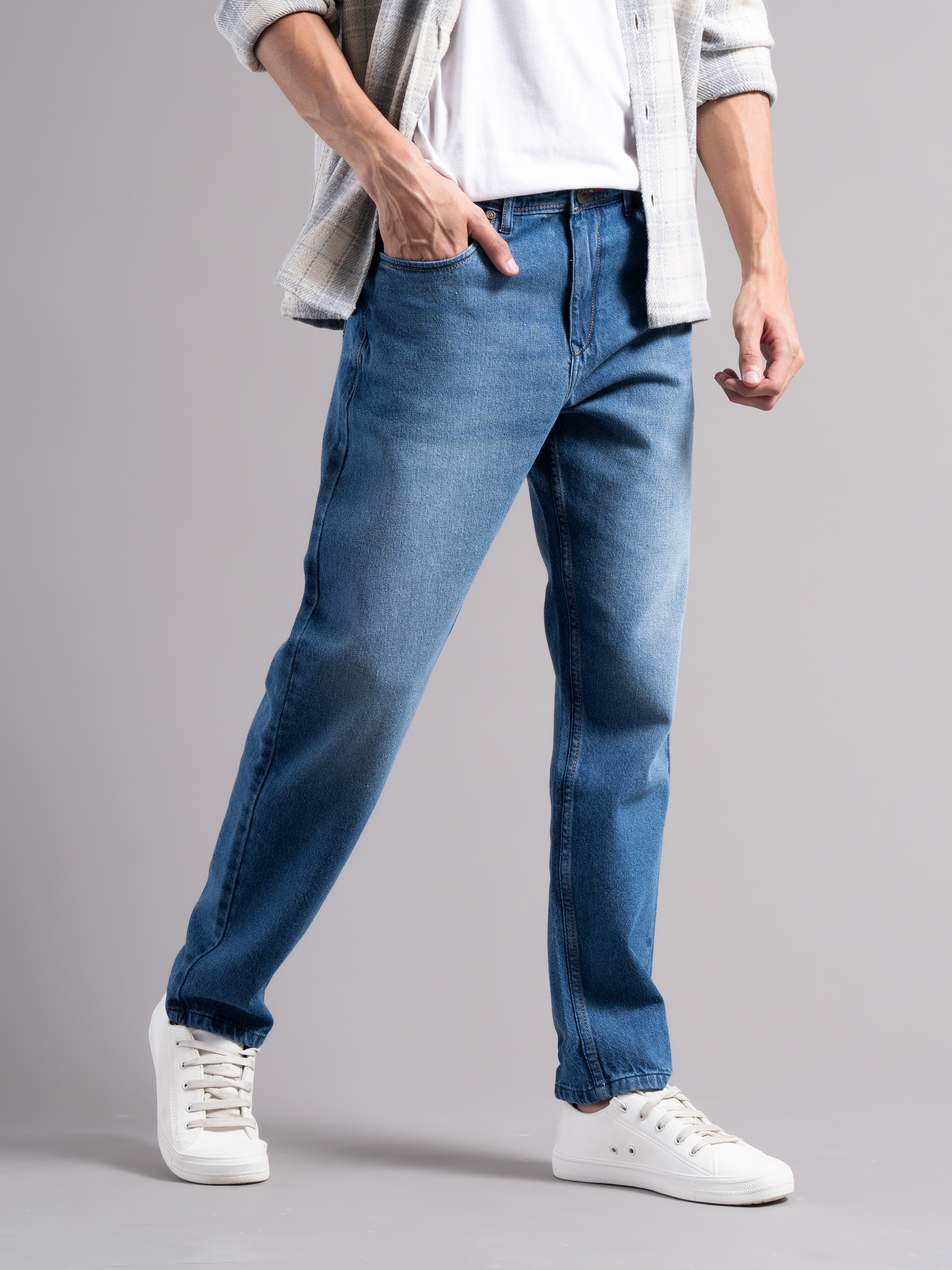 Men Teal Regular Fit Jeans