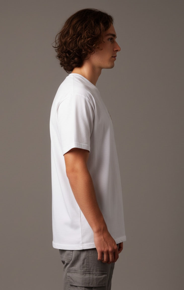 Men White Graphic Cotton Oversized T-Shirt
