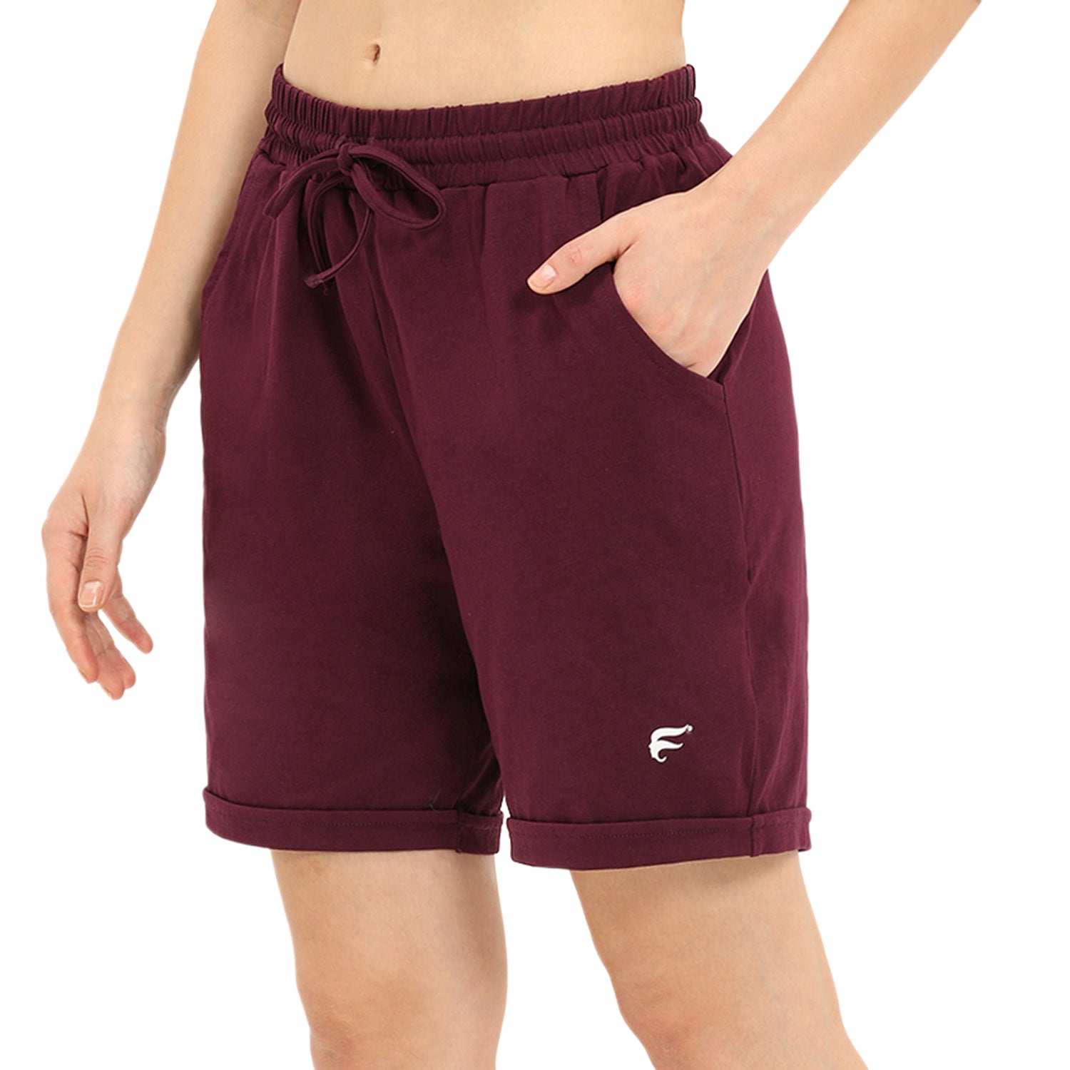 Women Red Thigh Length Shorts