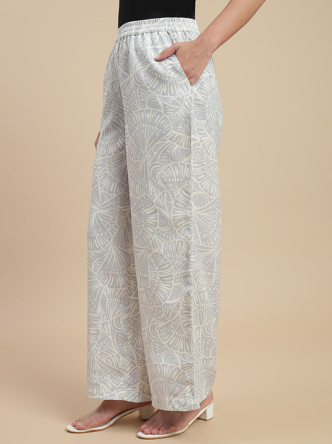 Women Off White Casual Palazzo