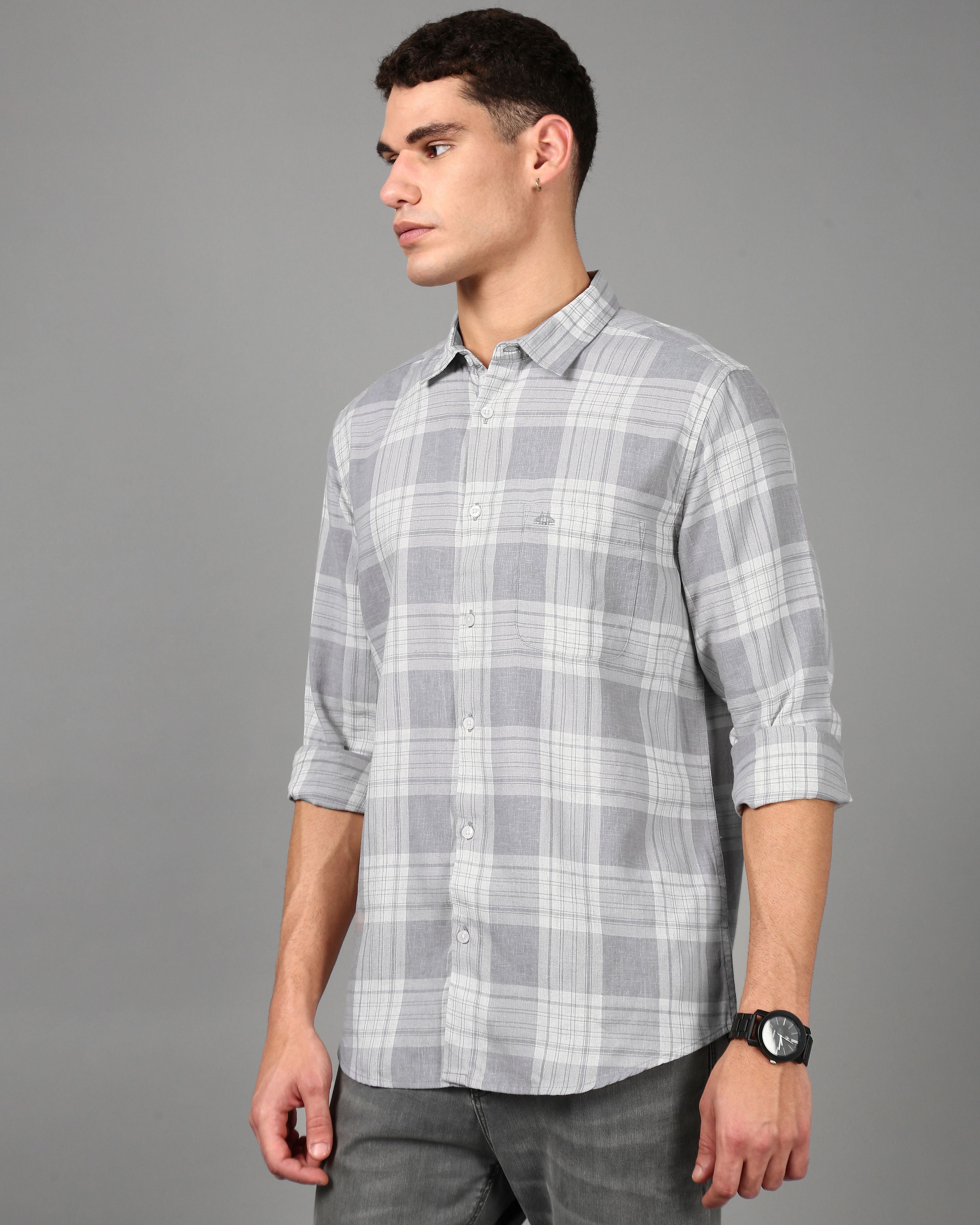 Men Grey Casual Shirt
