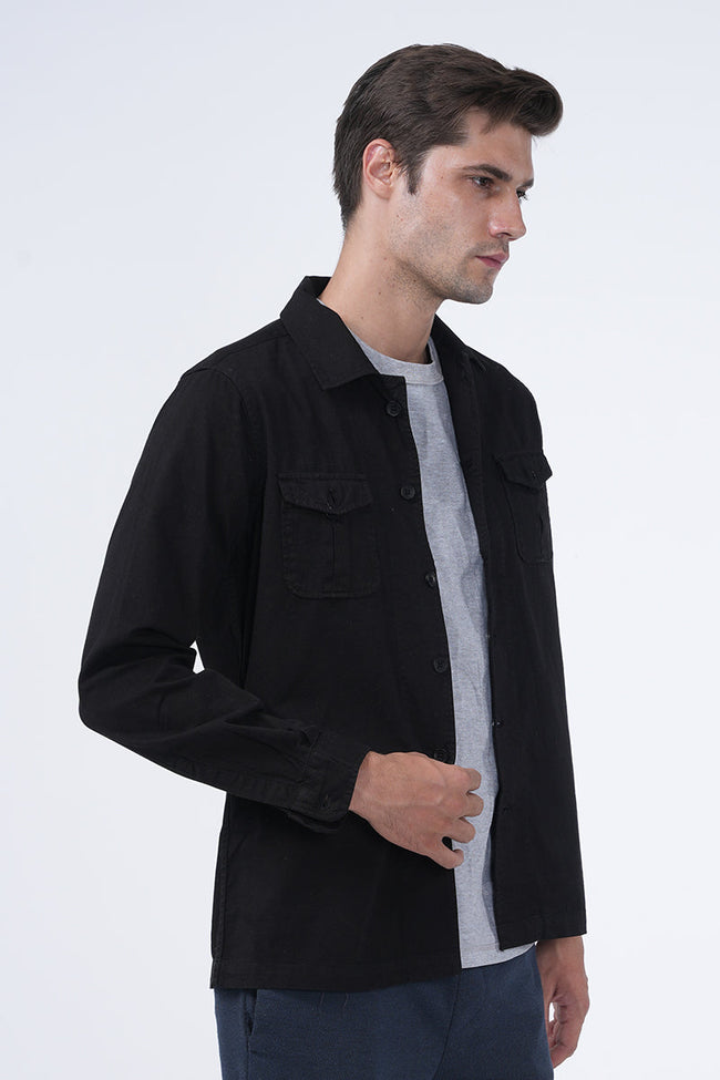 Men Kraken Twill Overshirt Black Cool