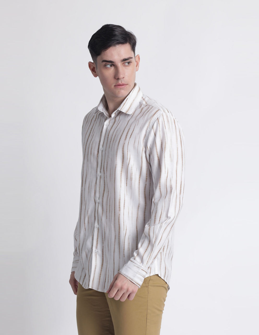 Men Stripes Design Full Sleeve Printed Casual Shirt