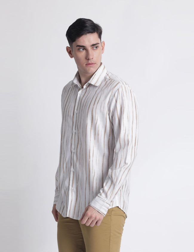 Men Stripes Design Full Sleeve Printed Casual Shirt