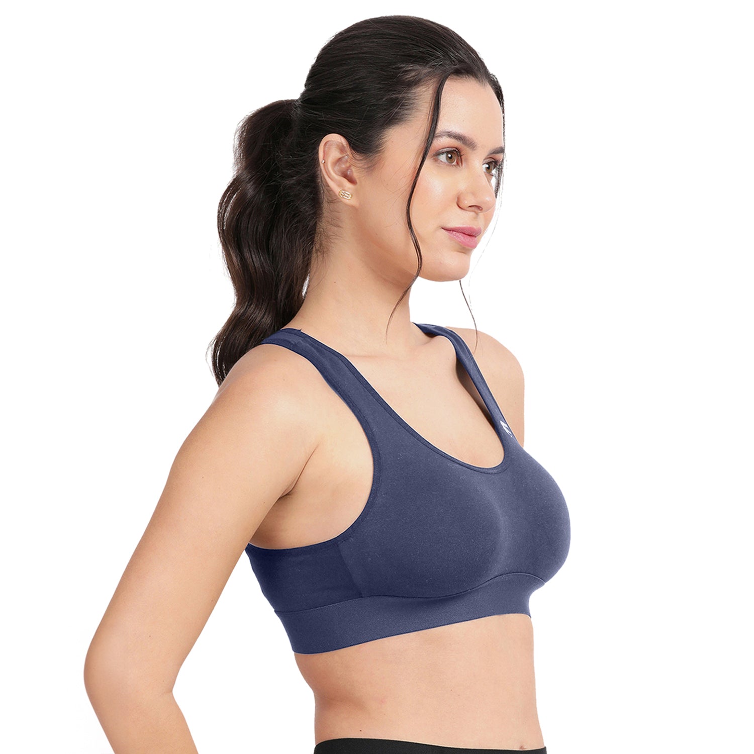 Non-padded Non-wired Full Coverage Removable Racer Back Sports Bra
