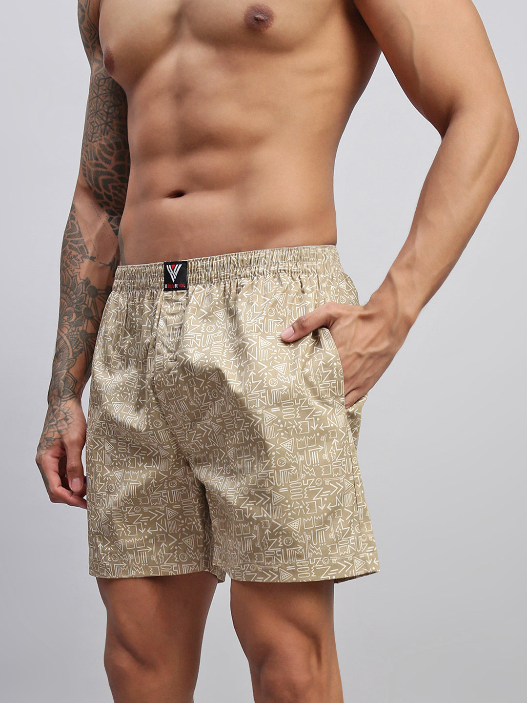 Men Pack of 2 Printed Cotton Boxer Shorts