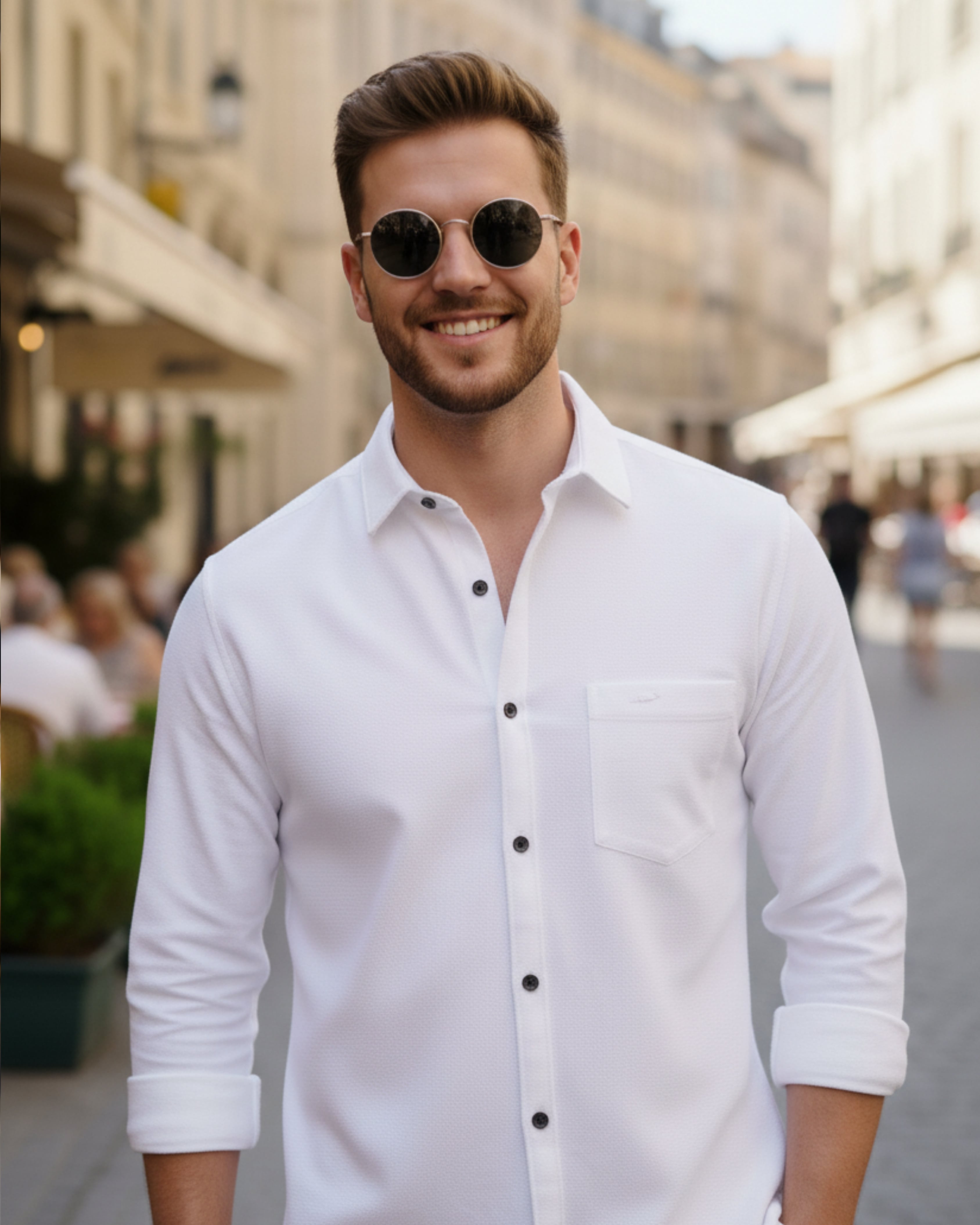 Men White Oversized Corduroy Shirt
