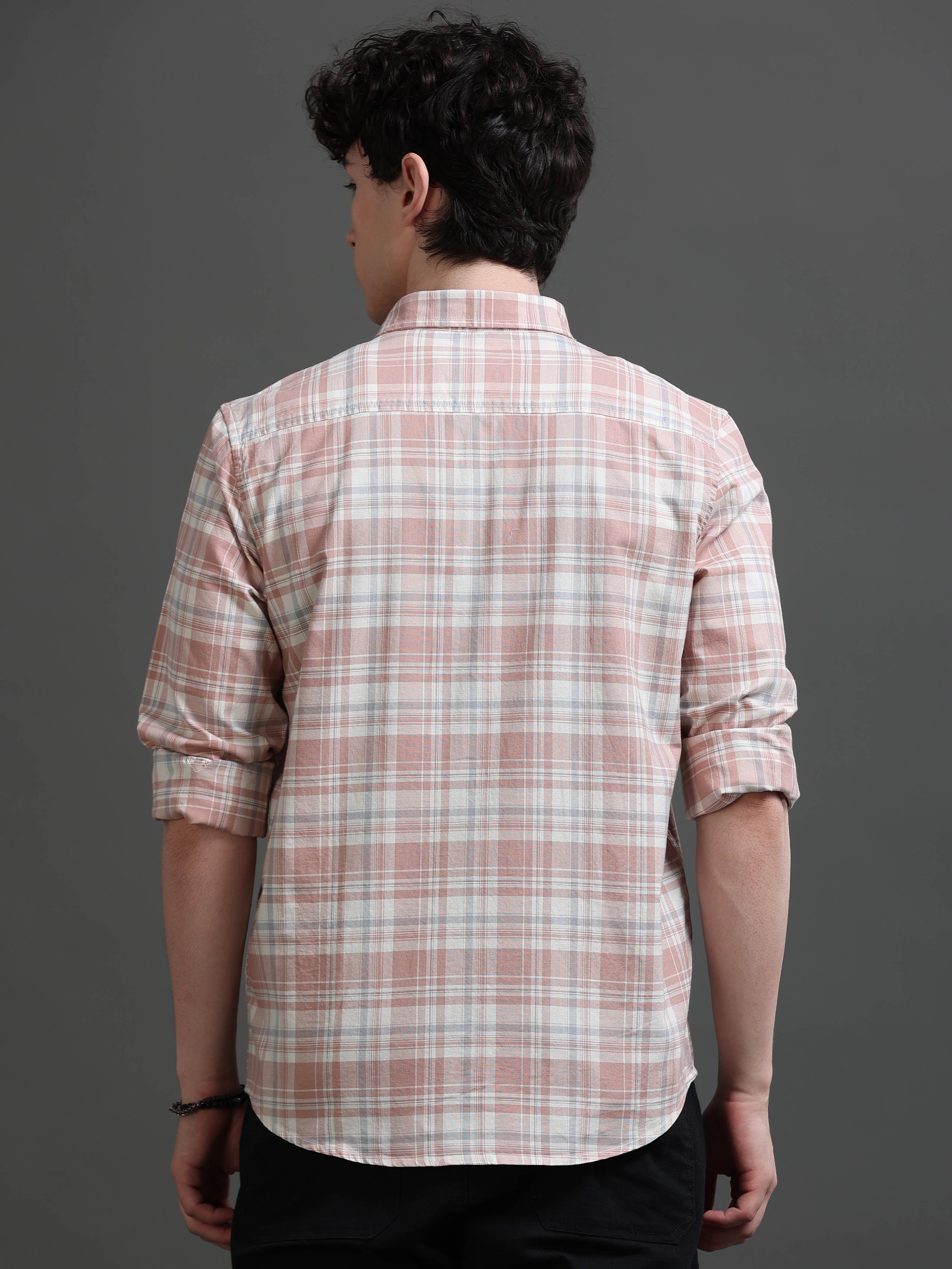 Men Taupe Check Shirt