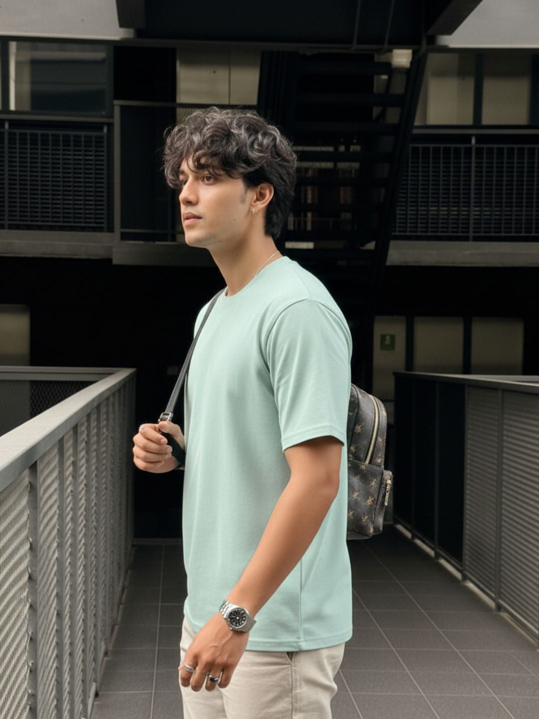 Men Green Solid Cotton T-shirt
