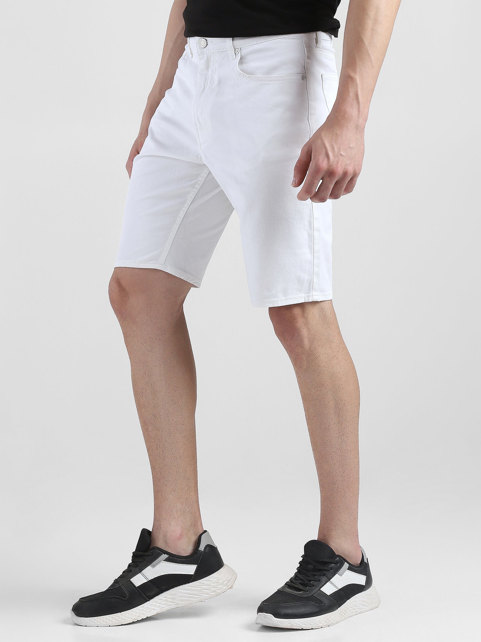 Men White Denim Knee Length Shorts