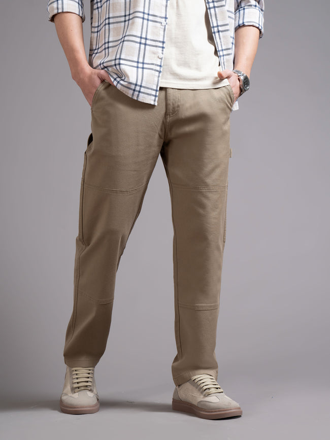 Men Khaki Straight Fit Cargo Trouser
