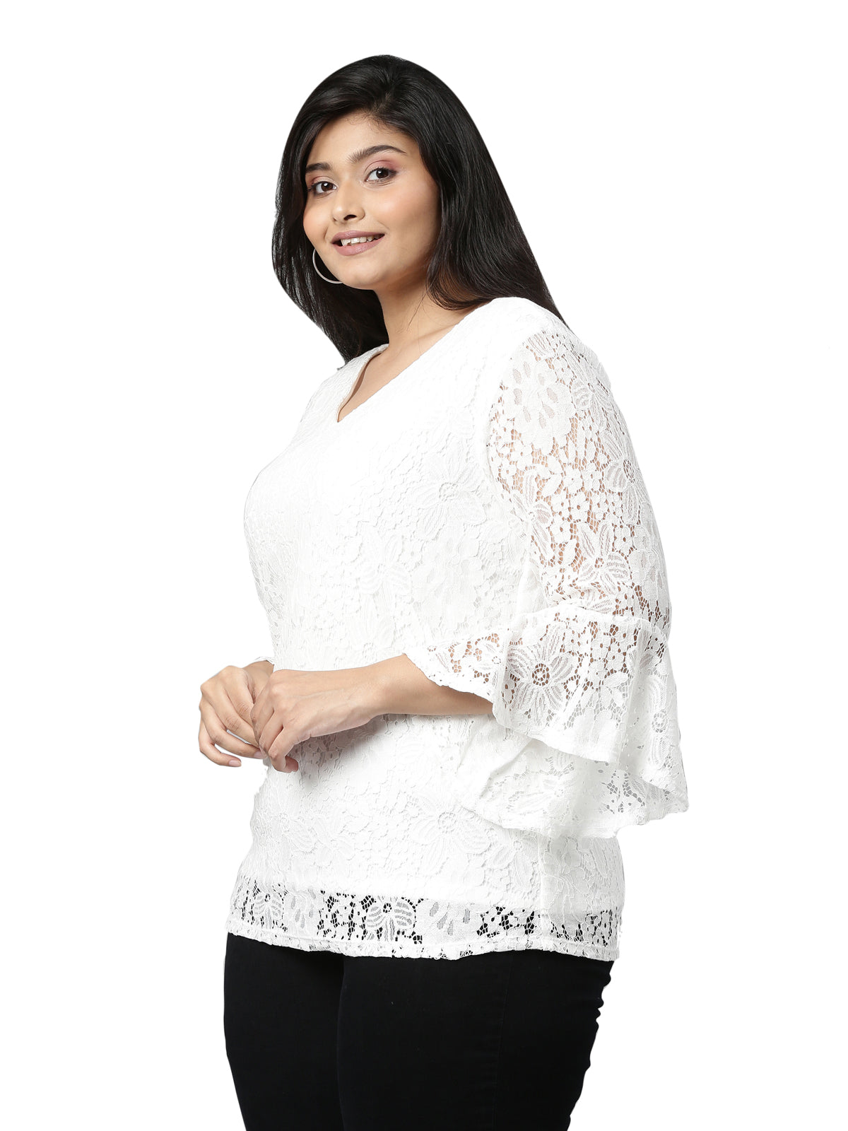 Women White Lace Top