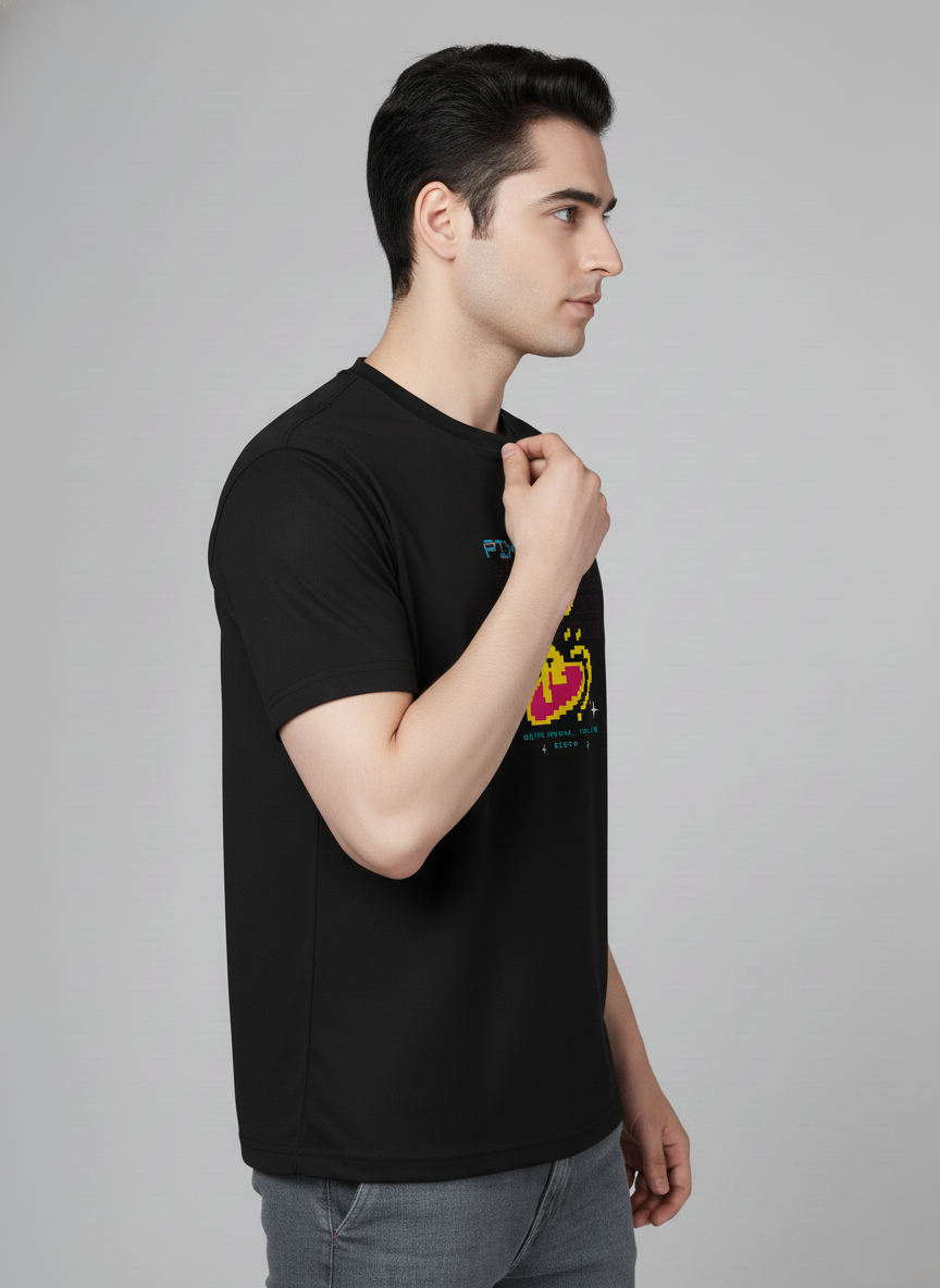 Men Cotton Black Printed Tshirt