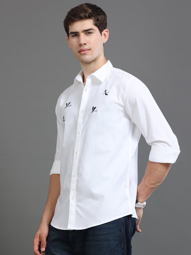 Men White Printed Shirt