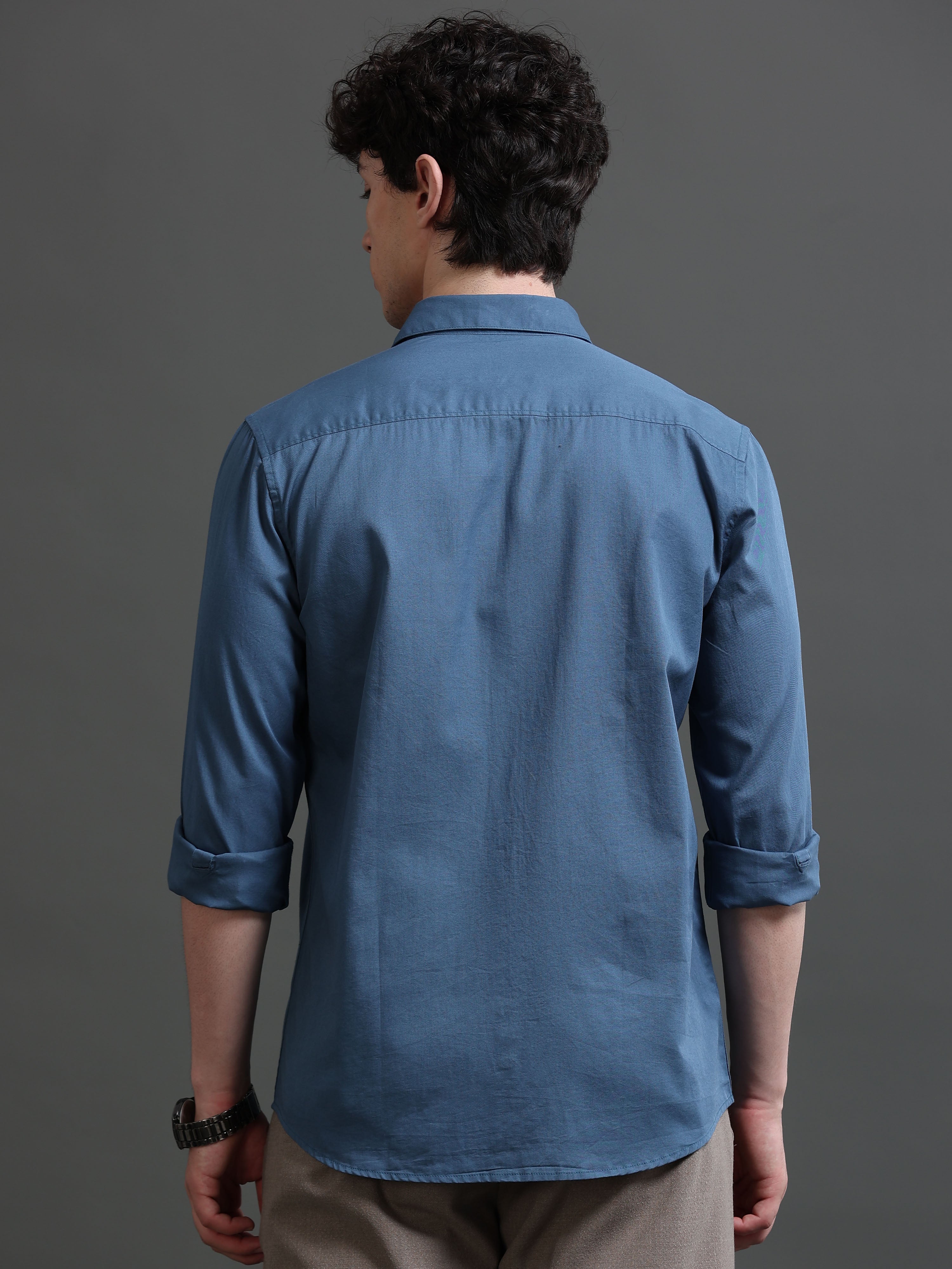 Men Teal Solid Shirt