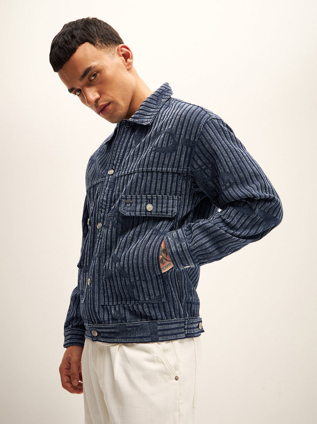 Men Blue Regular Fit Denim Jacket