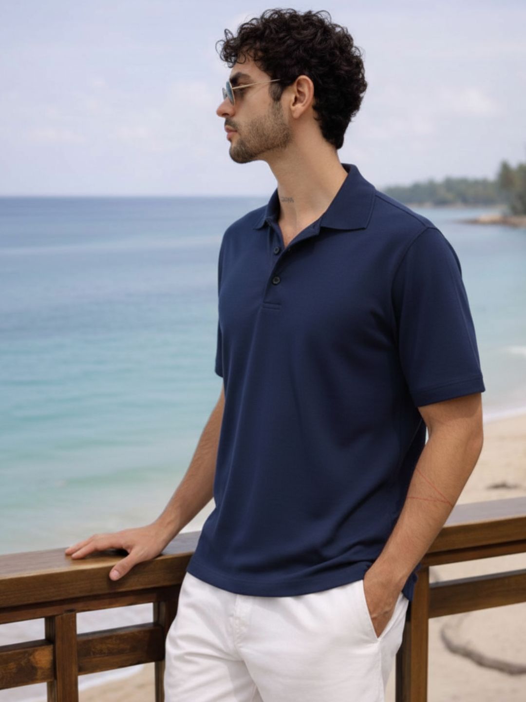 Men Cotton Polo Collar T-Shirt