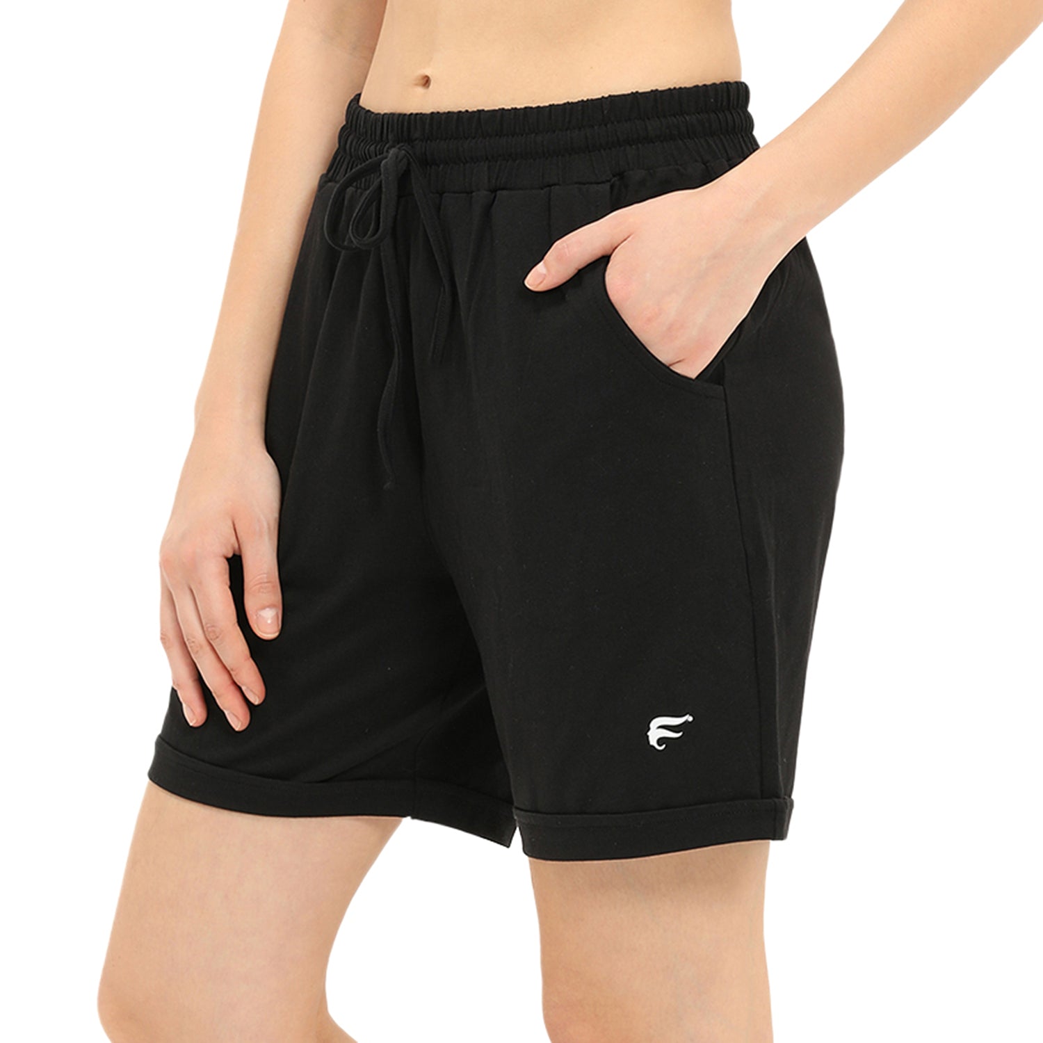 Women Black Thigh Length Shorts
