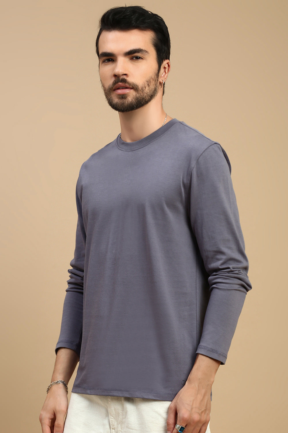 Men Blue Crew Neck T-Shirt