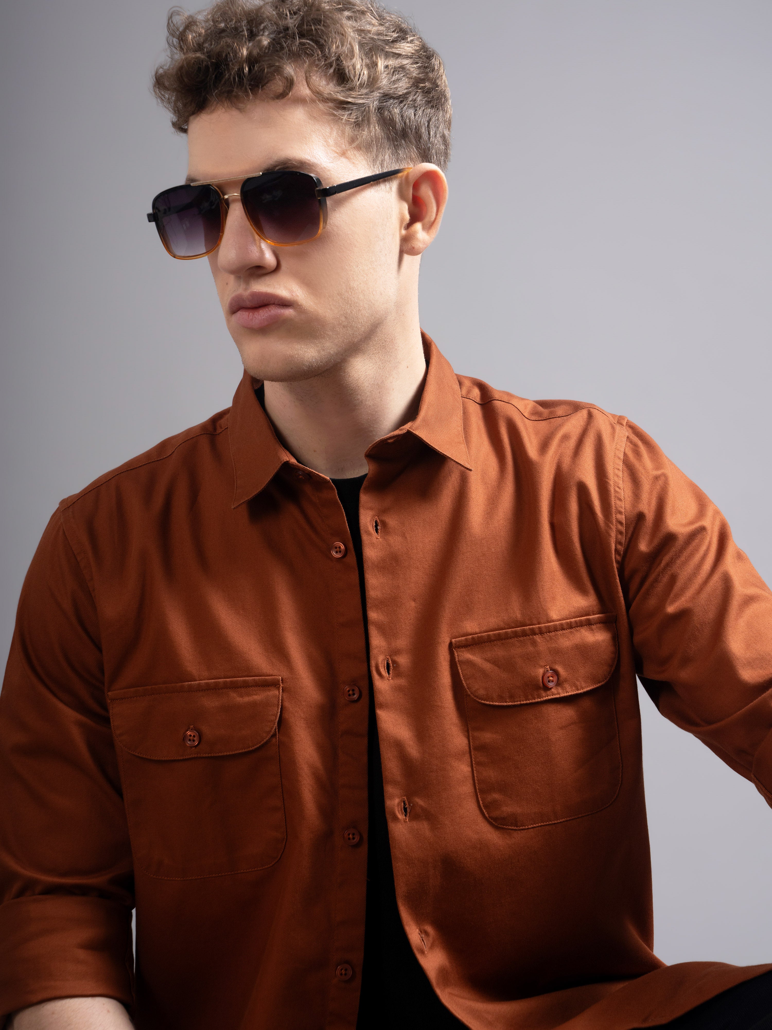 Men Rust Casual Shirt