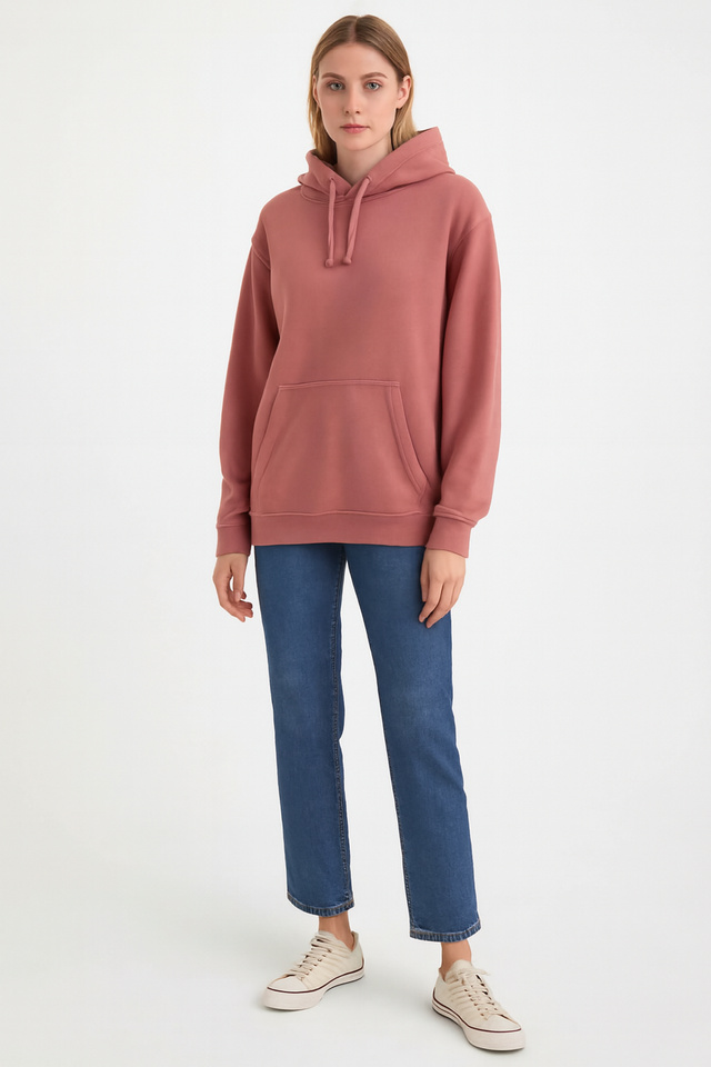 Women Peach Solid Pullover Sweatshirt