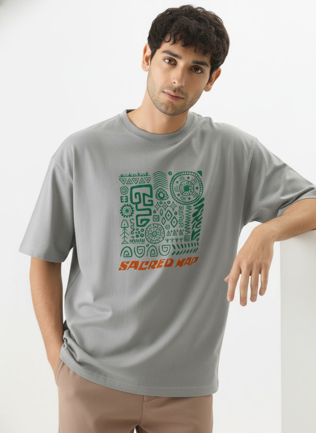 Men Oversized Cotton Tribal T-Shirt