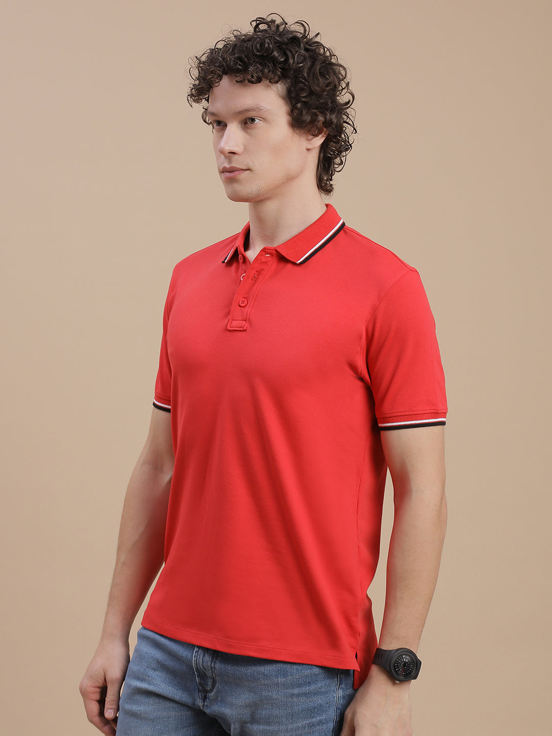 Men Red Slim Fit T-Shirt