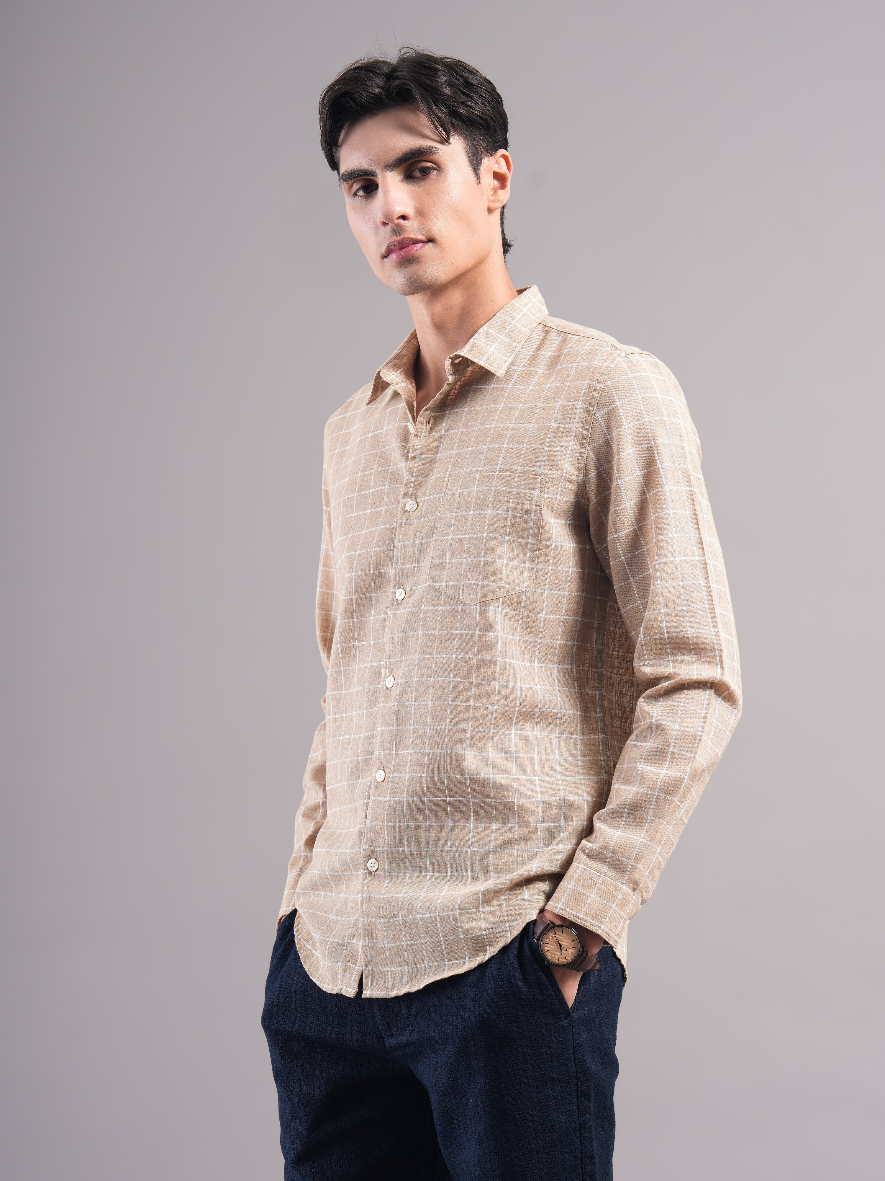 Men Polycotton Checked Shirts