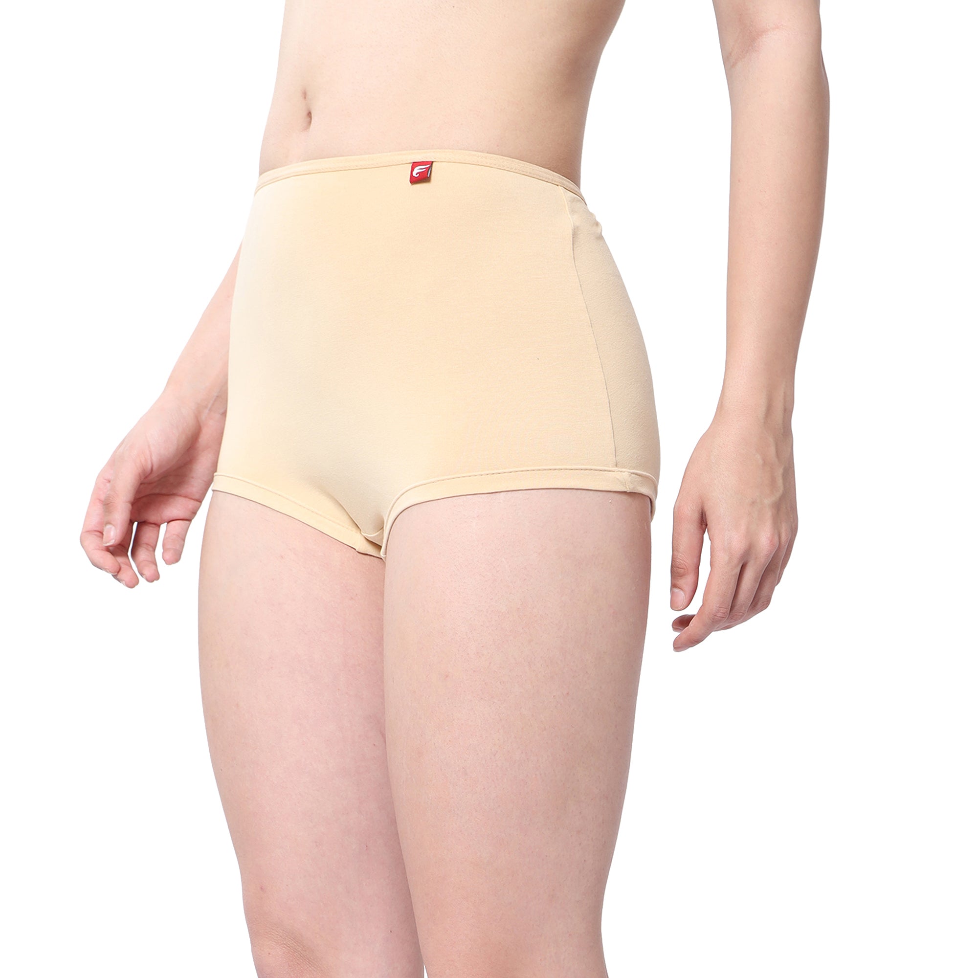 Women Beige Midrise Comfort Boyshorts