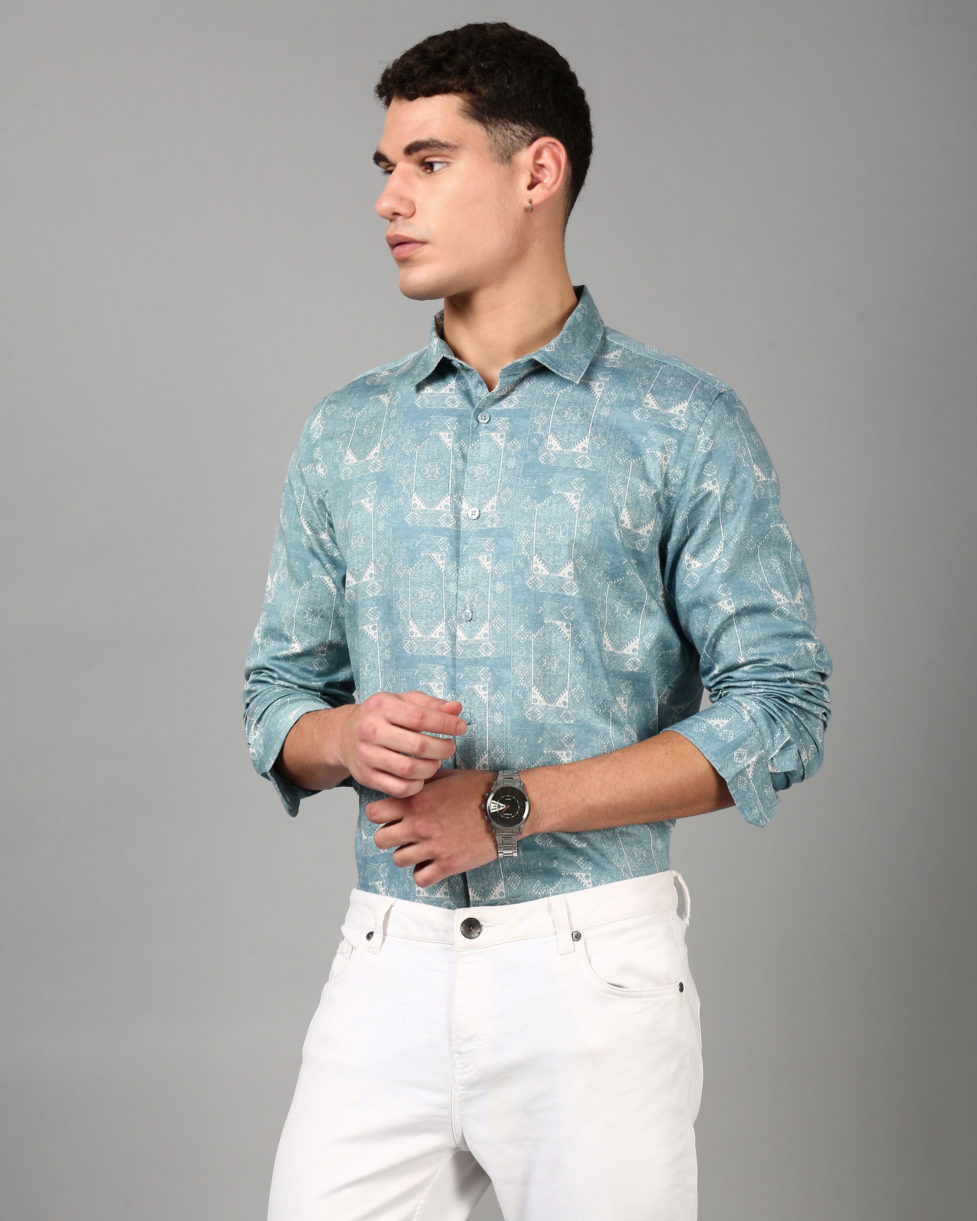 Men Blue Casual Shirt