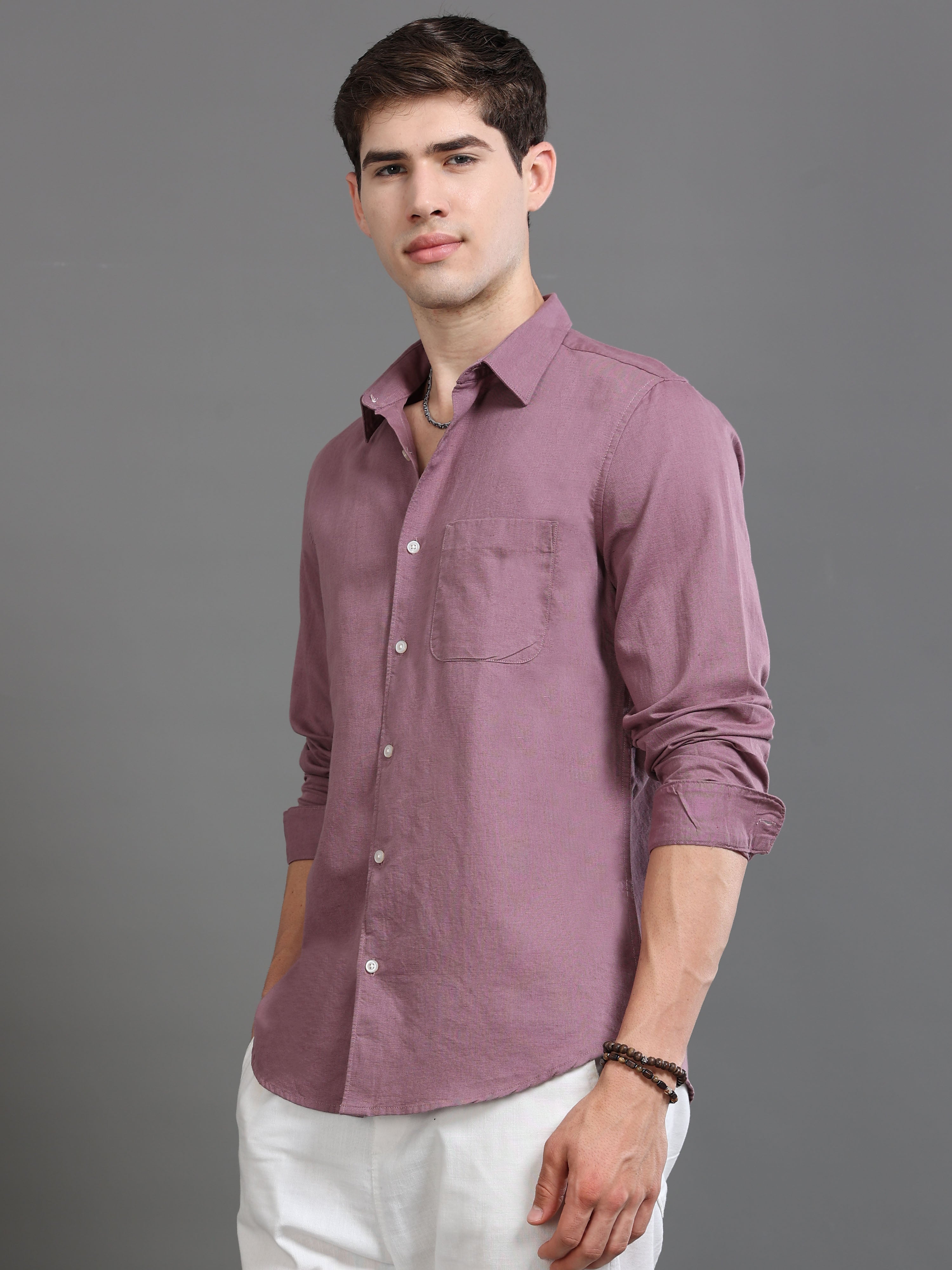 Men Mauve Slim Fit Shirt