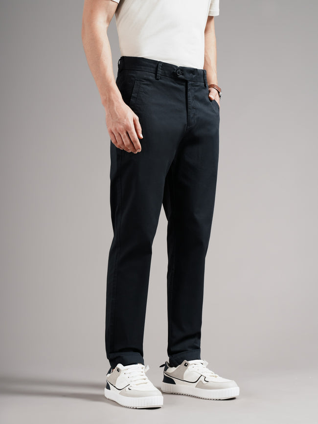 Men Grey Tailored Fit Trousers