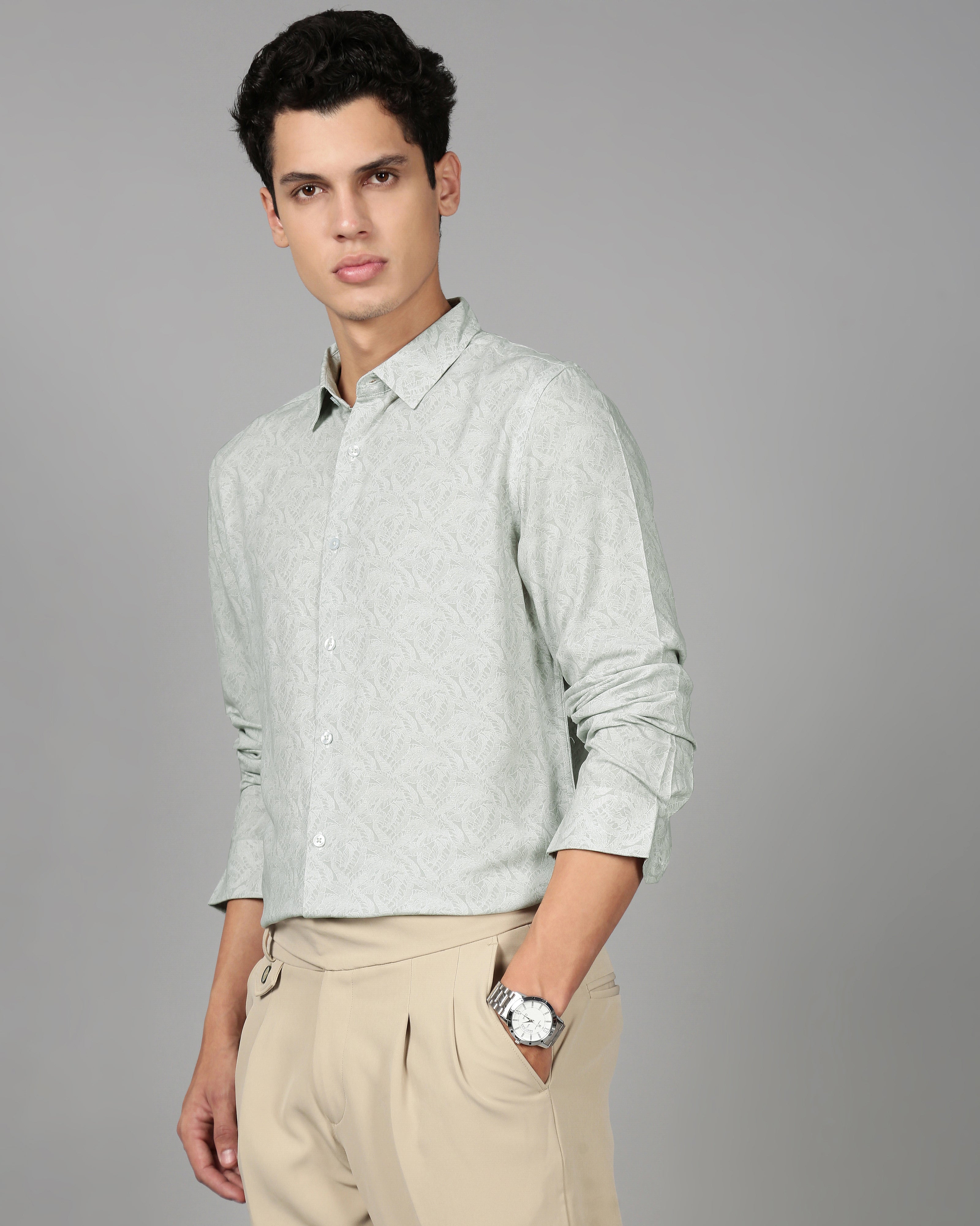 Men Grey Printed Shirt