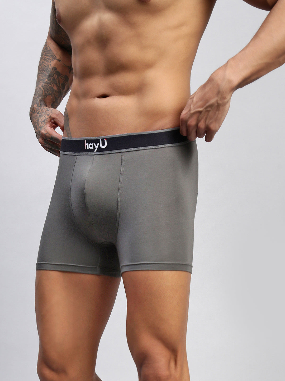 Men Grey Modal Solid Trunks