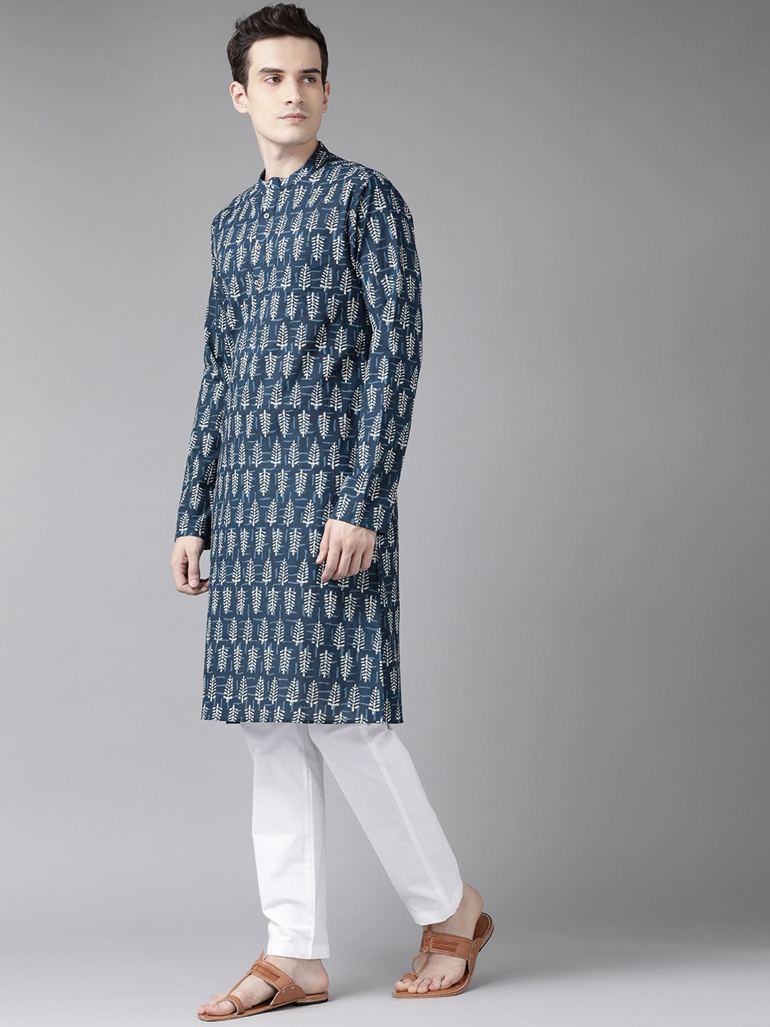 Men Blue & Beige Kurta