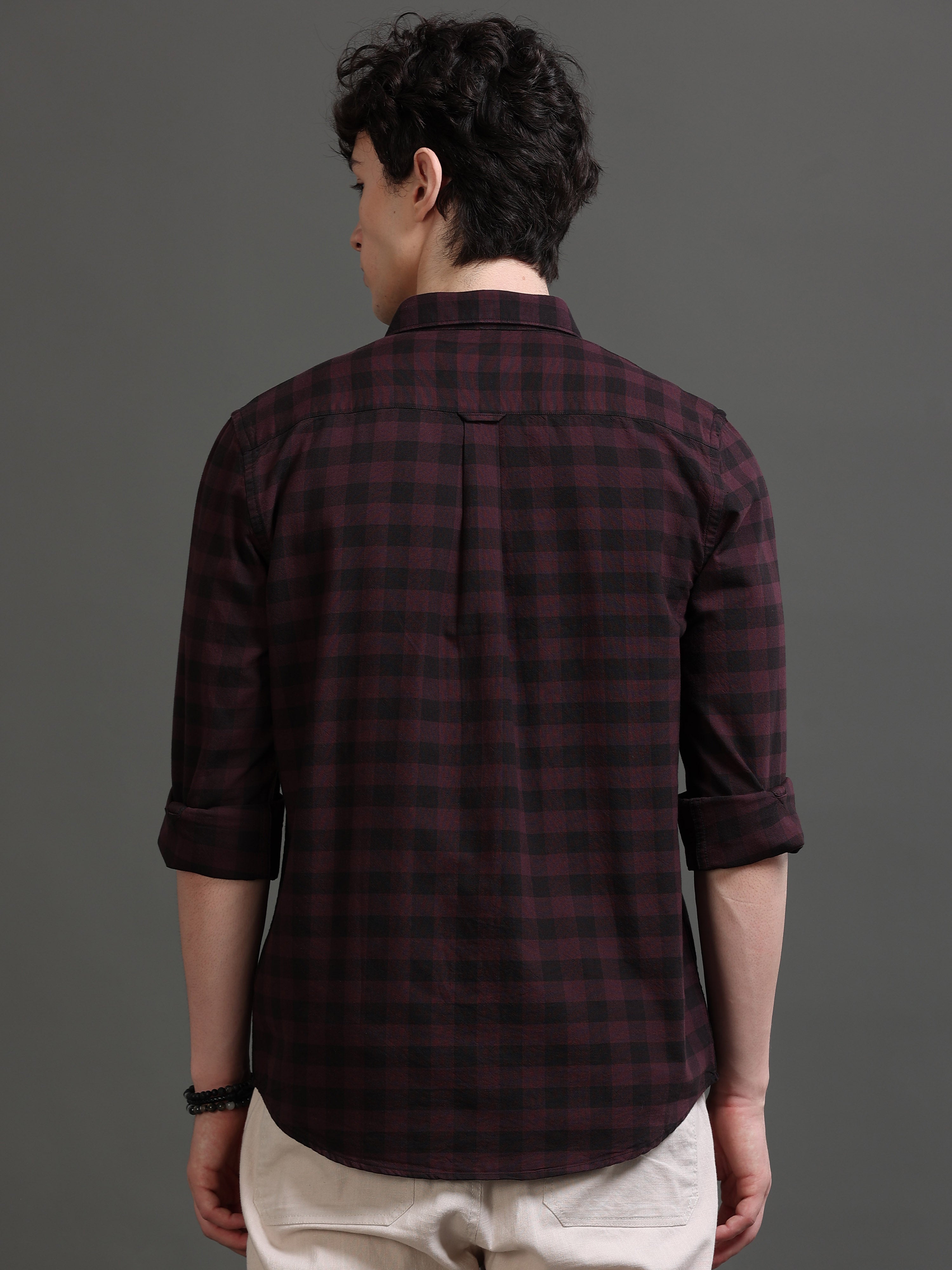 Men Purple Checked Shirt